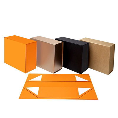 Good price Orange Color  Luxury Rigid Flat Folding Magnetic Gift Packaging Paper Box online