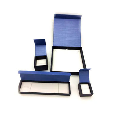 Buen precio Caja de papel magnético de cartón embalaje de joyas rígidas caja de collar azul personalizado en línea