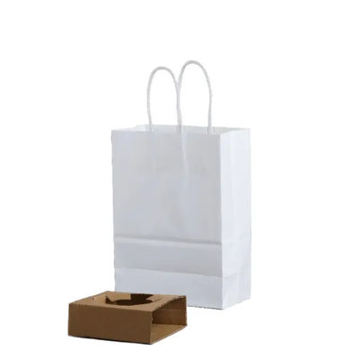 Buen precio Promoción Bolsa de papel blanca ecológica reciclable con manijas para tiendas y comestibles en línea