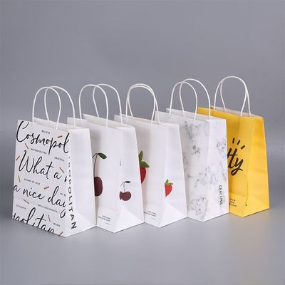 comprar Sacos de papel de fundo plano reutilizáveis sacos de presente de papel de Natal sacos de papel de manuseio de torção Fabricação em linha
