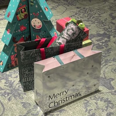 Beli Custom Silver Card Ins Style Natal Ulang Tahun Horisontal Besar Gift Tas pembuatan online