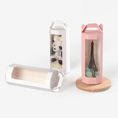 Good price Octagonal Transparent Display Paper Box Portable Pure Pink Window Folding Red Wine Glass Toy Gift Box online