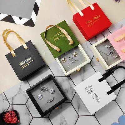 Beli Perhiasan Pull-Out Earrings Pembungkusan Hadiah Perhiasan Penyimpanan Laci Kotak Pembungkusan Handheld pembuatan online
