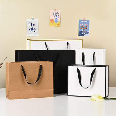 Mua Kraft giấy Tote Bag quần áo mua sắm túi tùy chỉnh màu rắn dày thẻ trắng túi quà sản xuất trực tuyến