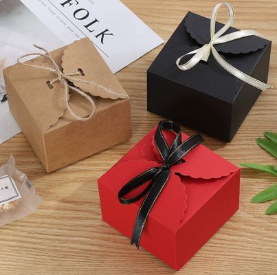 Buy Custom Kraft Paper Dessert Box Square Handmade Cookie Packaging For Bakery Gifts online manufacture