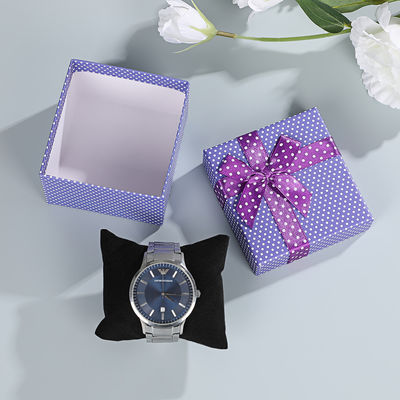 comprare Elegante Polka Dot Purple Watch Gift Box con nastro di seta Premium Gioielli confezionati per orologi di lusso fabbricazione online