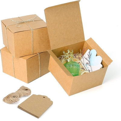 Good price Premium Kraft Square Gift Boxes Large Eco Friendly Packaging With Twine Tags Elegant Customizable online