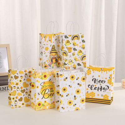 Buon prezzo Cartoon Bee Gift Bag Regalo di compleanno Kraft Paper Bag Party Tote Bag Shopping Packaging Bag Stampa in linea