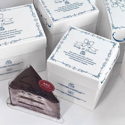 Goede prijs White Recyclable Cake Box with Blue Bow for Bakery Display online