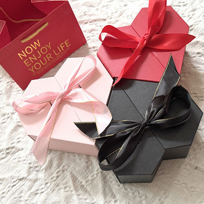 Buy Heart Shaped Gift Box Set Premium Double Door Wedding Favors Packaging Silk Ribbon Decor online manufacture