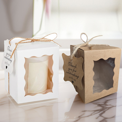 Good price Kraft Paper Candle Boxes With Window Baby Shower Party Favor Packaging online