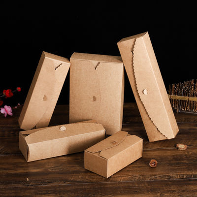 Buen precio Caja de embalaje de horneado de pasta personalizada Caja de caramelos de macarrones de papel Kraft Caja de pastel rectangular en línea