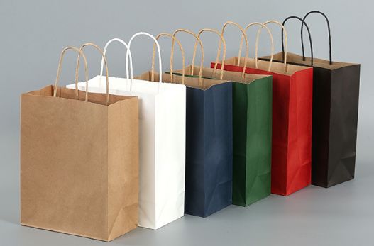 Harga yang bagus Tas Pegangan Multi Warna Eco Kraft Premium Takeout Gift Bakery Bags Kemasan Cetak Logo Kustom on line