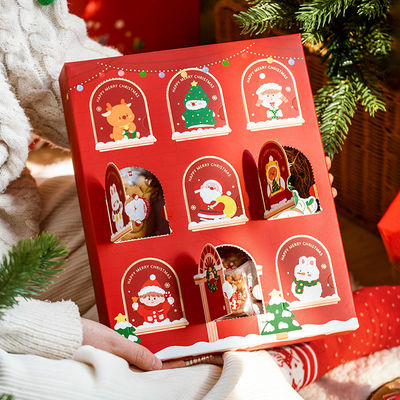 Buy Christmas Surprise Blind Box Set Interactive 9 Cell Cookie Gift Packaging Santa Reindeer Tree Designs online manufacture