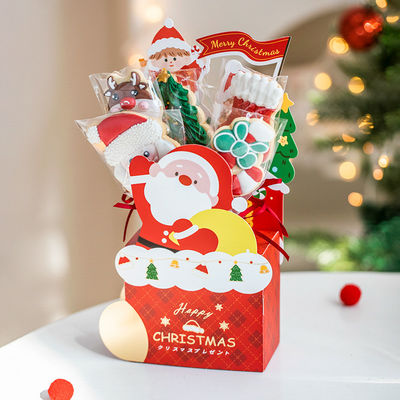 Buen precio Santa Lollipop Bouquet Box Sorpresa de Navidad Confección de regalo de caramelos Envasado portátil rojo en línea