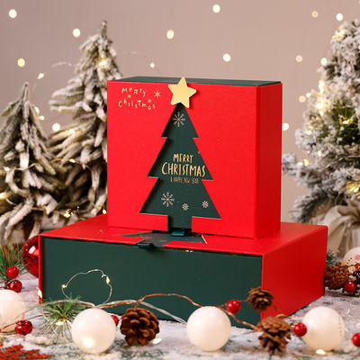 شراء Double Opening Christmas Gift Box Red Surprise Present Packaging Merry Christmas Happy New Year Print Empty DIY Gift Box For Xmas Eve تصنيع عبر الإنترنت