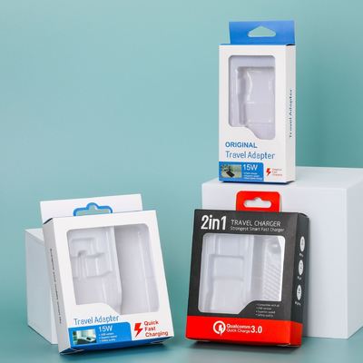 خرید Custom Printed Charger Packaging Boxes  UK/US Plug NOET Fast Charger Boxes 2 - in - 1 Travel Charger Packaging for Quick Charge 3.0 Adapters تولید آنلاین