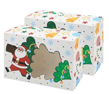 ভালো দাম Christmas Window Gift Box Set Snowman Santa Gingerbread Patterns Clear Viewing Windows Multi Size Present Boxes অনলাইন