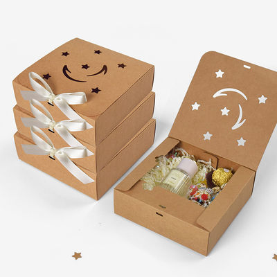 Good price Simple Hollowed-Out Square Star And Moon White Bow Gift Box Flip-Top Folding Square Gift Box online