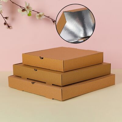 Buon prezzo Scatole di pizza in foglio di alluminio per uso commerciale Imballaggi usa e getta con conservazione del calore 9 10 12 pollici Dimensioni resistenti al grasso Scatole di consegna isolate per pizza da asporto in linea