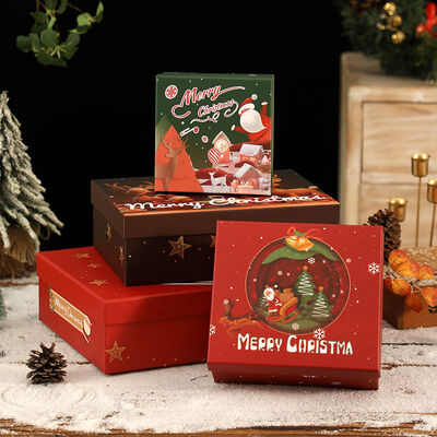 comprar Feliz Navidad Gran caja de regalos Confección de Navidad Diseño de renos de Santa Perfecto para bufandas Termosas Nochebuena Manzanas Caja de colección Fabricación en línea