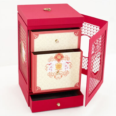 buy Rotating Lantern Gift Box Custom Chinese New Year Gift Packaging Multi Drawer Storage 360° Display Luxury Oriental Box online manufacture