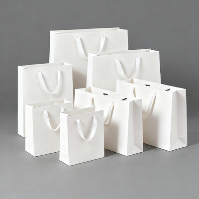 comprar Bolsas de compras de papel blanco Kraft engrosadas adecuadas para cosméticos Joyería y embalaje de regalos Fabricación en línea