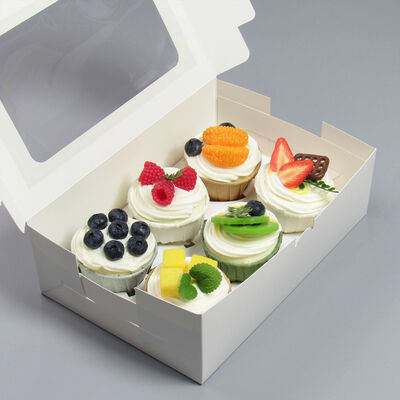 comprare Scatola per torta in cartone bianco, scatola per cupcake in carta semplice, scatola quadrata per imballaggio torte trasparente con finestra fabbricazione online