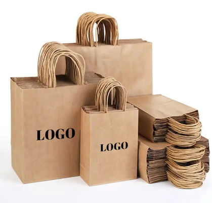 Kağıt Alışveriş Çantaları Kare Katlanabilir Tekrar Kullanılabilir ve Özel Logo Alışveriş Çantaları