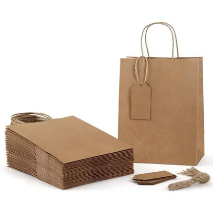 Harga yang bagus Custom Logo Kantong Kertas Kraft Brown Kantong Kemasan Kraft Berguna Lagi Dengan Genggam on line