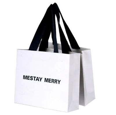 Recyclable Disposable White Kraft Paper Shopping Bags For Clothes
