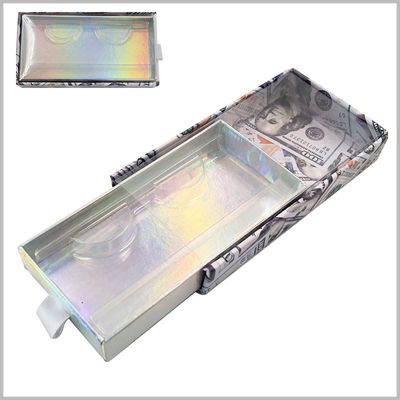 Glitzer Wimpern Verpackungskiste mit Geld Druck Design und klare Folien