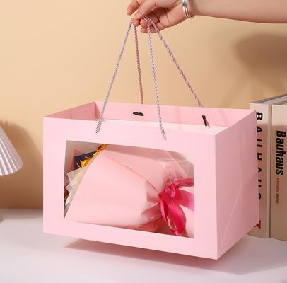 Bom preço Saco de Presente Transparente Simples de Papel com Janela Flores Dia dos Namorados on-line