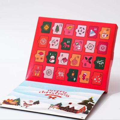 Custom Christmas Advent Calendar Book Style Gift Box With 24 Surprise Compartments Empty Box