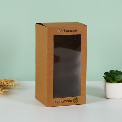 Harga yang bagus Custom Kraft Paper Lipat Kemasan Box Dengan Jendela Square Printed Box Untuk Teh Kosmetik Dan Hadiah Kerajinan on line
