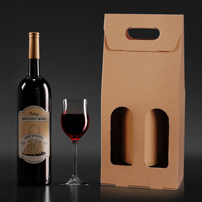 Caixas de presente de vinho ondulado ecológico de garrafa dupla portátil