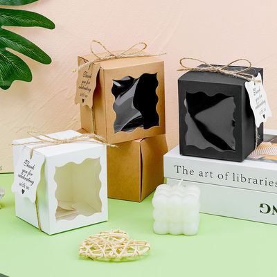 Scatole regalo in cartoncino Kraft con finestra di alta qualità per candele, aromaterapia, confezione regalo vuota semplice