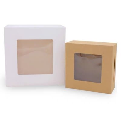 قیمت خوب جعبه های مقوایی پنجره دار با جعبه هدیه تاشو برای بسته بندی کیک، کلوچه و هدایا آنلاین