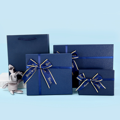 Harga yang bagus Kotak Hadiah Biru Kotak Hadiah Lempeng persegi panjang World Cover Packaging High-End Kotak Hadiah on line
