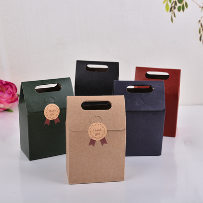 Papel Kraft Color sólido Flip Embalaje Bolsa de papel Bolsa de pastel de caramelo Embalaje regalo Bolsa Tote
