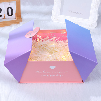 Harga yang bagus Romantis Pintu Ganda kotak hadiah berbentuk hati Gradient Biru Pink Wedding Favorit Box Untuk Hari Valentine on line