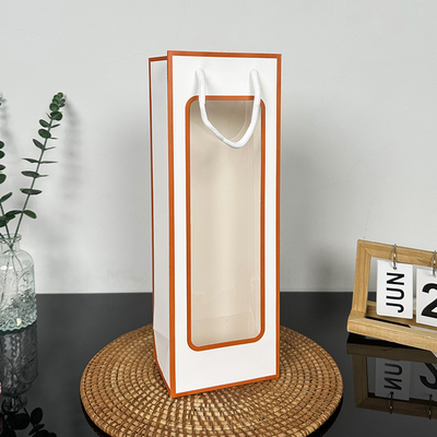 Goede prijs Premium Kraft Papieren Cadeautassen met Transparant Venster en Meerkleurig Touwhandvat Verpakking voor Feestdagen, Bruiloften en Detailhandel online