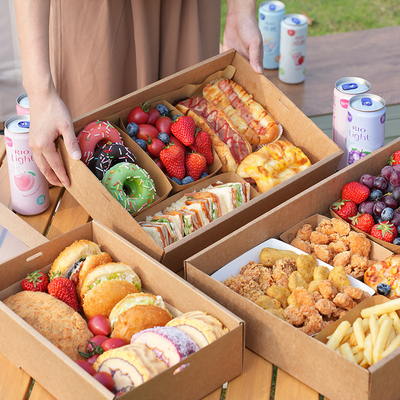 Bon prix Boîte à repas jetable en papier kraft pour desserts de pique-nique de camping en ligne