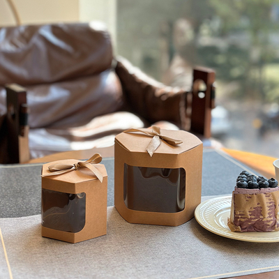 Guter Preis Custom Hexagonal Kraftpapier Geschenkbox mit Fensterbildschirm Online