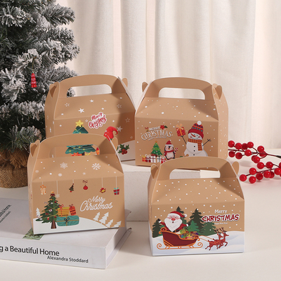Buon prezzo Scatola regalo di Natale stampata su misura con maniglia di carta contorta in linea