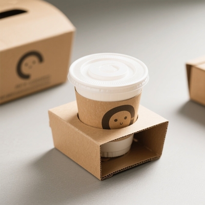 Buen precio Portador de taza de papel Kraft personalizable para café y té en línea