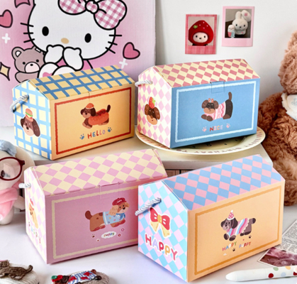 Guter Preis Hunde-Themen Pastell Geschenkbox mit Griff für Kekse Scones Online