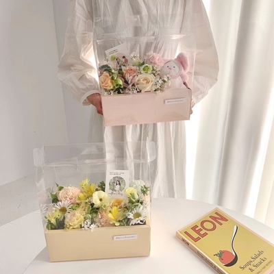 Good price Custom Flower Gift Box with PVC Window and Ribbon Handle online
