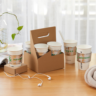 Dobra cena. Takeaway Cup Holder Disposable Corrugated Paper Cup Holder Coffee Box Milk Tea Portable Paper Cup Holder w Internecie