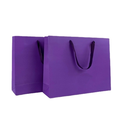Premium Purple Kraft Shopping Bags Heavy Duty Boutique Carry Bags Oversized Fashion Tote Custom Logo Printing